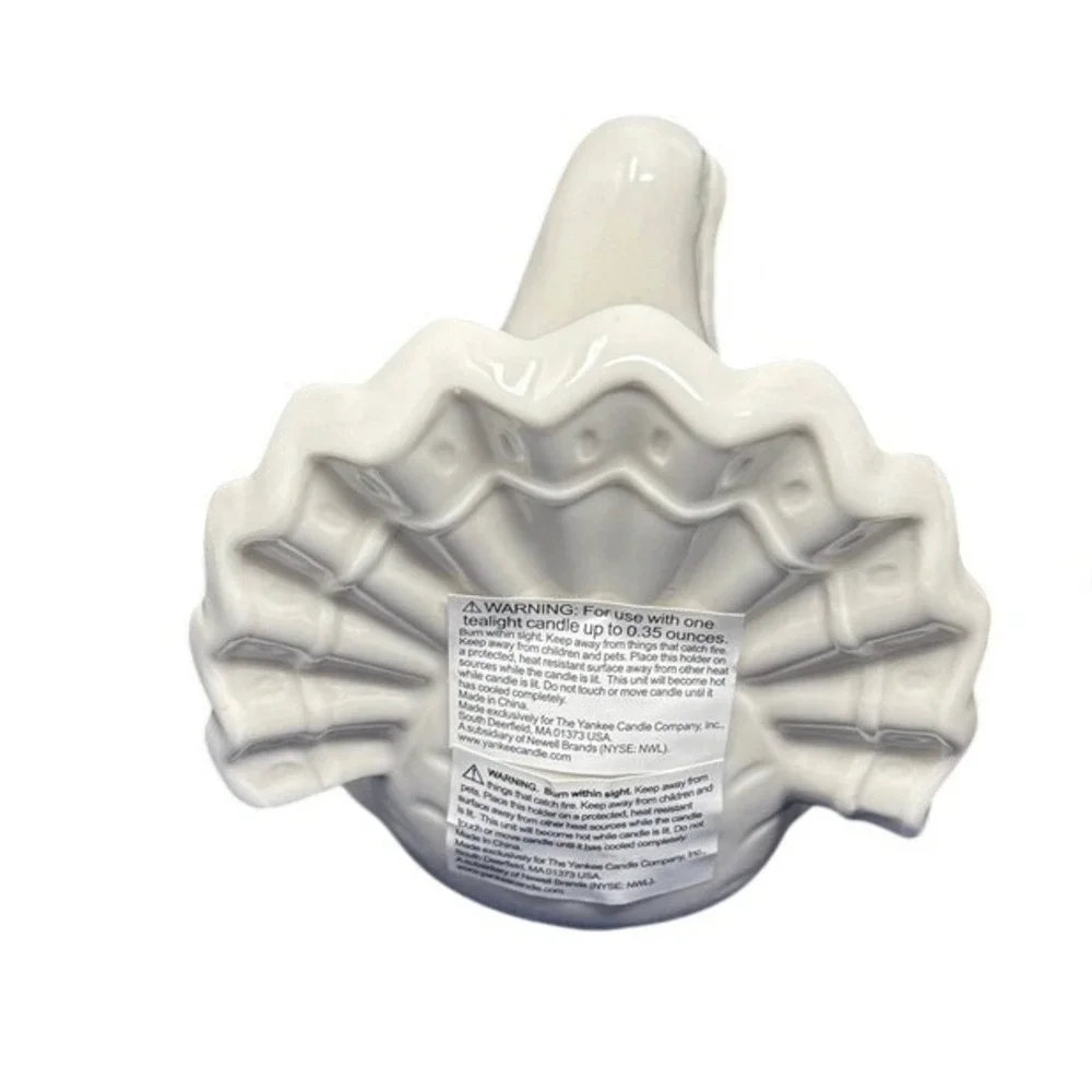 Yankee Candle Co Set of 2 White Ceramic‎ Turkey Candle Holders